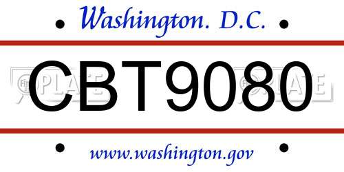 CBT9080 District Of Columbia License Plate