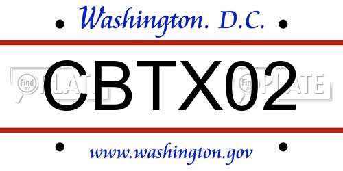 CBTX02 District Of Columbia License Plate