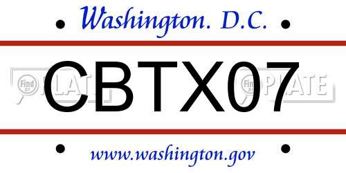 CBTX07 District Of Columbia License Plate