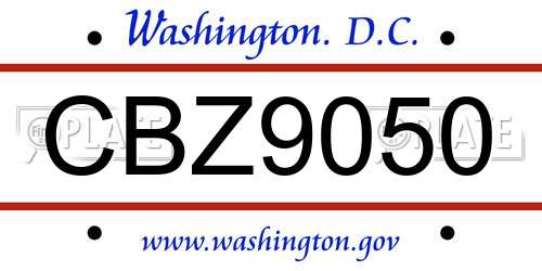 CBZ9050 District Of Columbia License Plate