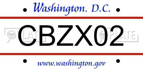 CBZX02 District Of Columbia License Plate