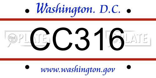 CC316 District Of Columbia License Plate