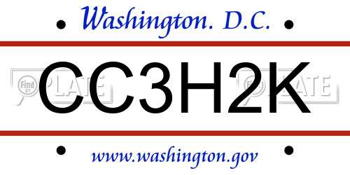 CC3H2K District Of Columbia License Plate