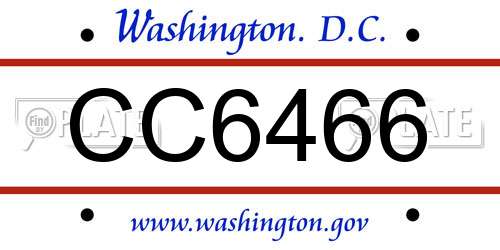 CC6466 District Of Columbia License Plate
