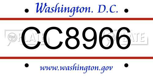CC8966 District Of Columbia License Plate