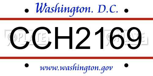 CCH2169 District Of Columbia License Plate