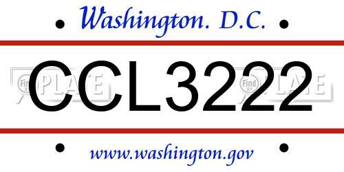 CCL3222 District Of Columbia License Plate