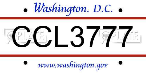 CCL3777 District Of Columbia License Plate