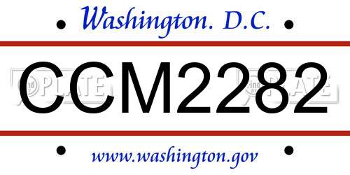 CCM2282 District Of Columbia License Plate