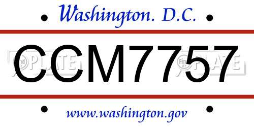 CCM7757 District Of Columbia License Plate