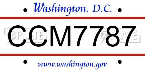 CCM7787 District Of Columbia License Plate