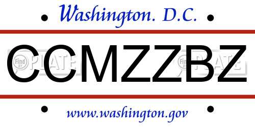 CCMZZBZ District Of Columbia License Plate