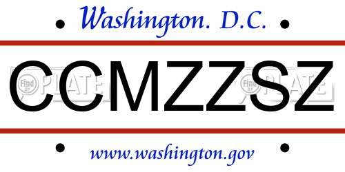 CCMZZSZ District Of Columbia License Plate