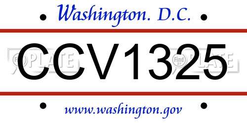 CCV1325 District Of Columbia License Plate