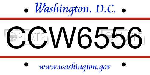 CCW6556 District Of Columbia License Plate