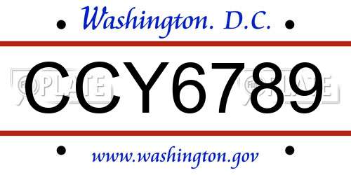 CCY6789 District Of Columbia License Plate