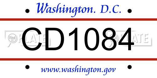 CD1084 District Of Columbia License Plate