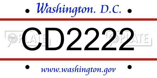 CD2222 District Of Columbia License Plate