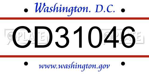 CD31046 District Of Columbia License Plate