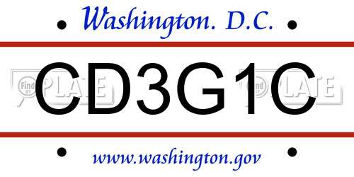 CD3G1C District Of Columbia License Plate
