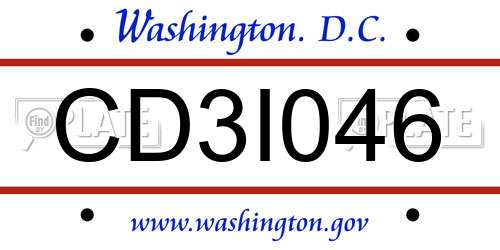 CD3I046 District Of Columbia License Plate