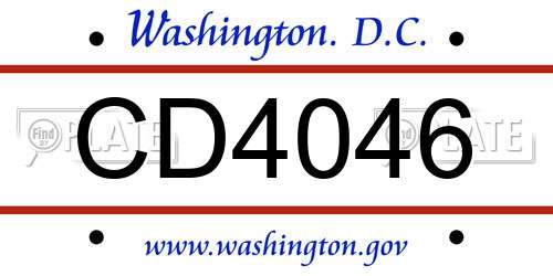 CD4046 District Of Columbia License Plate