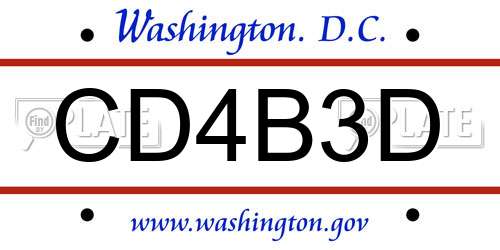 CD4B3D District Of Columbia License Plate