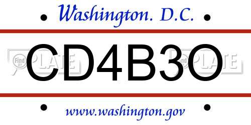 CD4B3O District Of Columbia License Plate