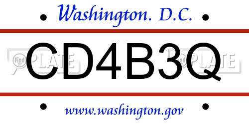 CD4B3Q District Of Columbia License Plate