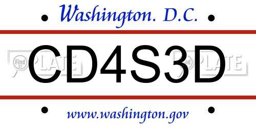 CD4S3D District Of Columbia License Plate