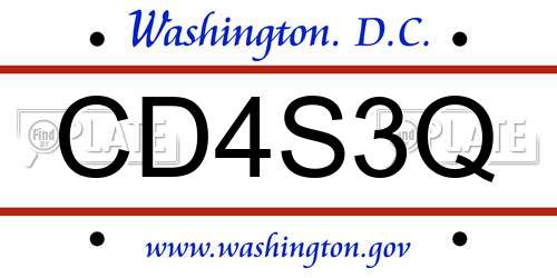 CD4S3Q District Of Columbia License Plate