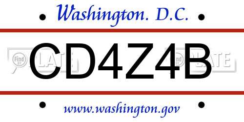 CD4Z4B District Of Columbia License Plate