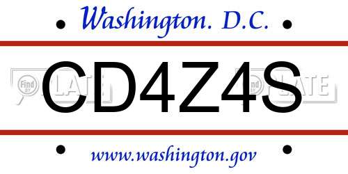 CD4Z4S District Of Columbia License Plate