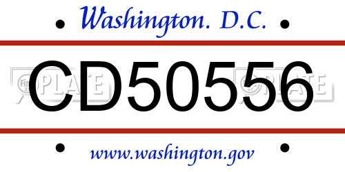 CD50556 District Of Columbia License Plate