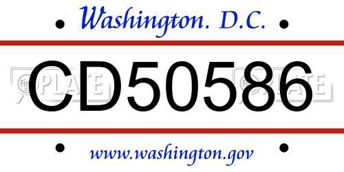 CD50586 District Of Columbia License Plate