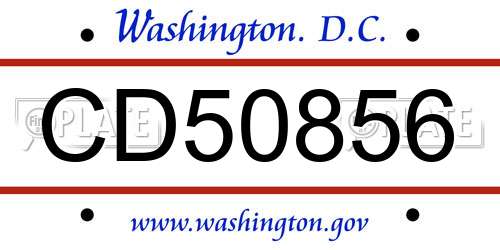 CD50856 District Of Columbia License Plate