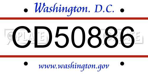 CD50886 District Of Columbia License Plate