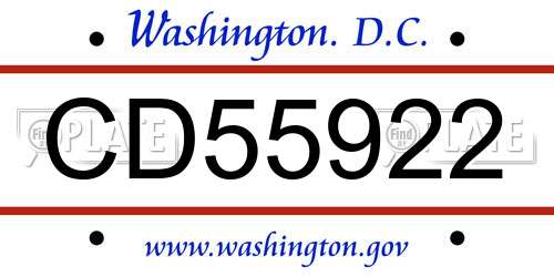 CD55922 District Of Columbia License Plate