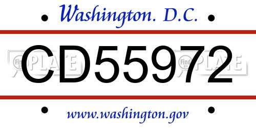 CD55972 District Of Columbia License Plate