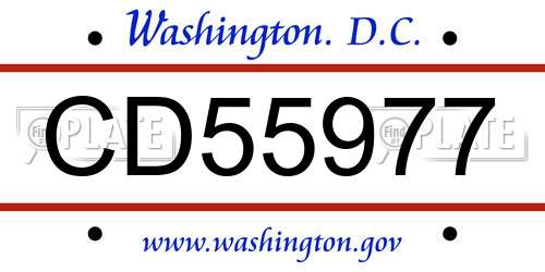 CD55977 District Of Columbia License Plate