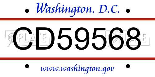 CD59568 District Of Columbia License Plate