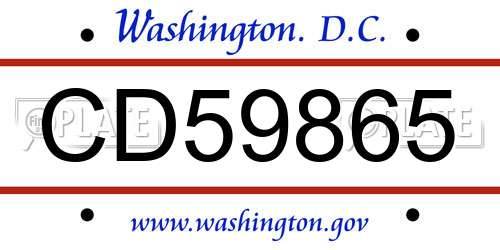 CD59865 District Of Columbia License Plate