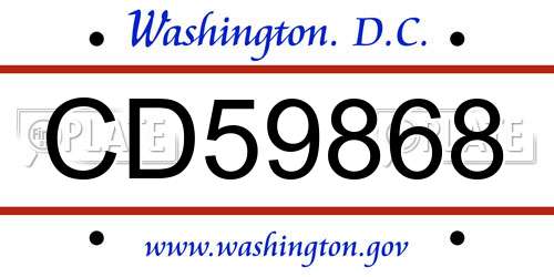 CD59868 District Of Columbia License Plate