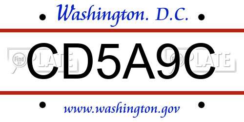 CD5A9C District Of Columbia License Plate