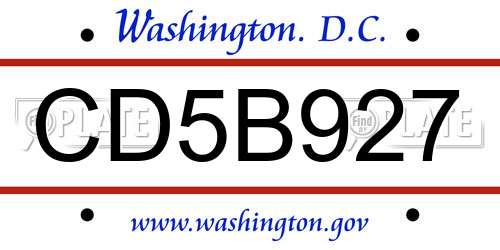 CD5B927 District Of Columbia License Plate