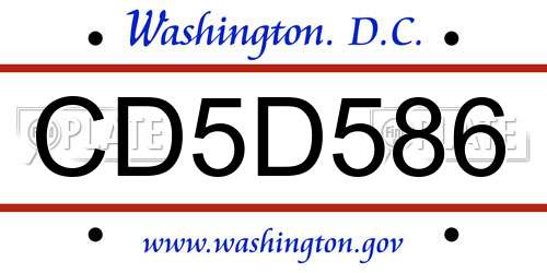 CD5D586 District Of Columbia License Plate