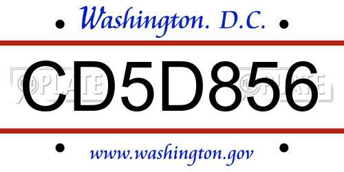 CD5D856 District Of Columbia License Plate