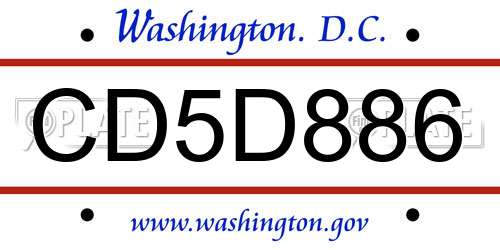 CD5D886 District Of Columbia License Plate