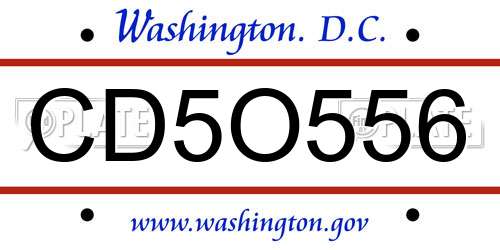CD5O556 District Of Columbia License Plate