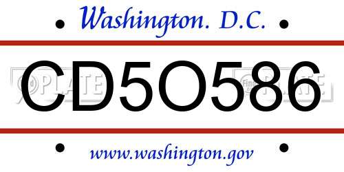 CD5O586 District Of Columbia License Plate